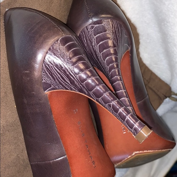 Rare Find!!! Ellie Tahari Eur Sz 40 Choc Bwn Heels - Picture 10 of 11